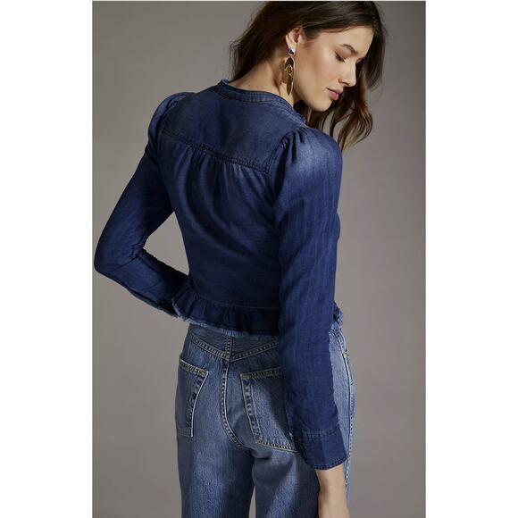 NEW Anthropologie Pilcro Slim Denim Button Down Top - Size 4 - Picture 2 of 10